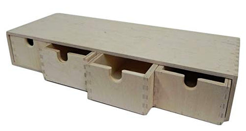 4 Drawer Long Plain Wooden Storage Box Chest Cupboard with Drawers Decoupage Pyrography