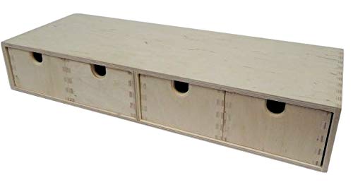 4 Drawer Long Plain Wooden Storage Box Chest Cupboard with Drawers Decoupage Pyrography