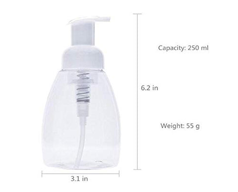 250ML (8.5 oz) Foaming Dispensers Empty Refillable Pump Bottle Makeup Shampoo Facial Cleanser Hand Liquid Foaming Containers DIY Hand Body Wash Pack