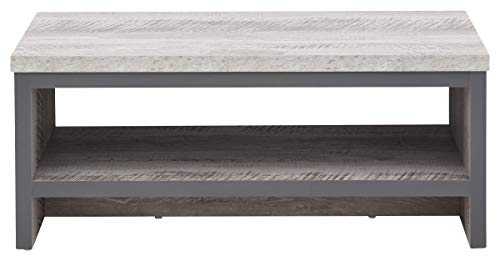 GFW Boston Grey Wood Effect Coffee Table with Shelf, Industrial Style Coffee Table with Storage Shelf, Modern Living Room Furniture