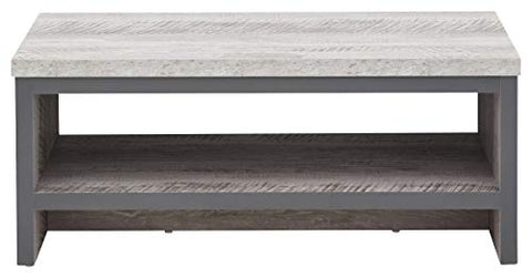 GFW Boston Grey Wood Effect Coffee Table with Shelf, Industrial Style Coffee Table with Storage Shelf, Modern Living Room Furniture