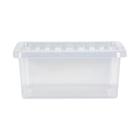 Checkmart PACK OF 2 Large Storage Box with Lid Strong Plastic Stackable Nestable Container Home Office Clear (14 Litre)