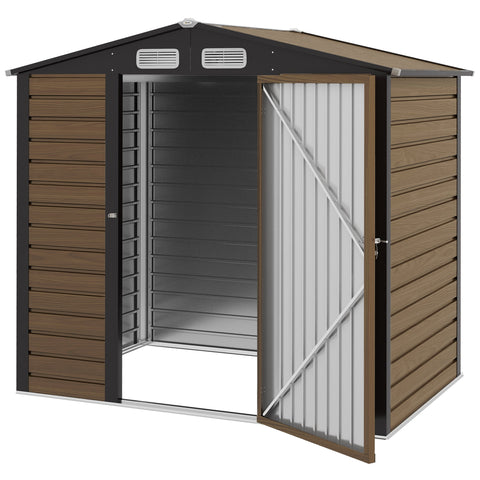 Outsunny 6.2 x 4.3ft Garden Metal Shed with Vent for Garden, Patio, Oak