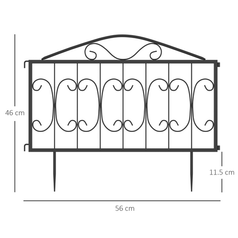 Decorative Garden Fencing 4PCs Metal Border Edging