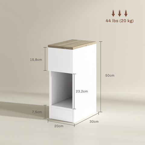 HOMCOM Bedside Tables Set of 2, Nightstands for Bedroom, Living Room, White