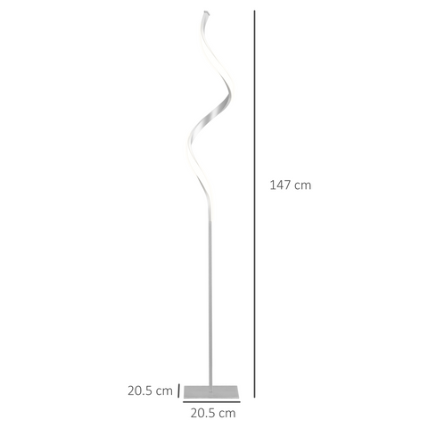 Spiral Floor Lamp for Living Room with 3 Adjustable Brightness, Silver HOMCOM