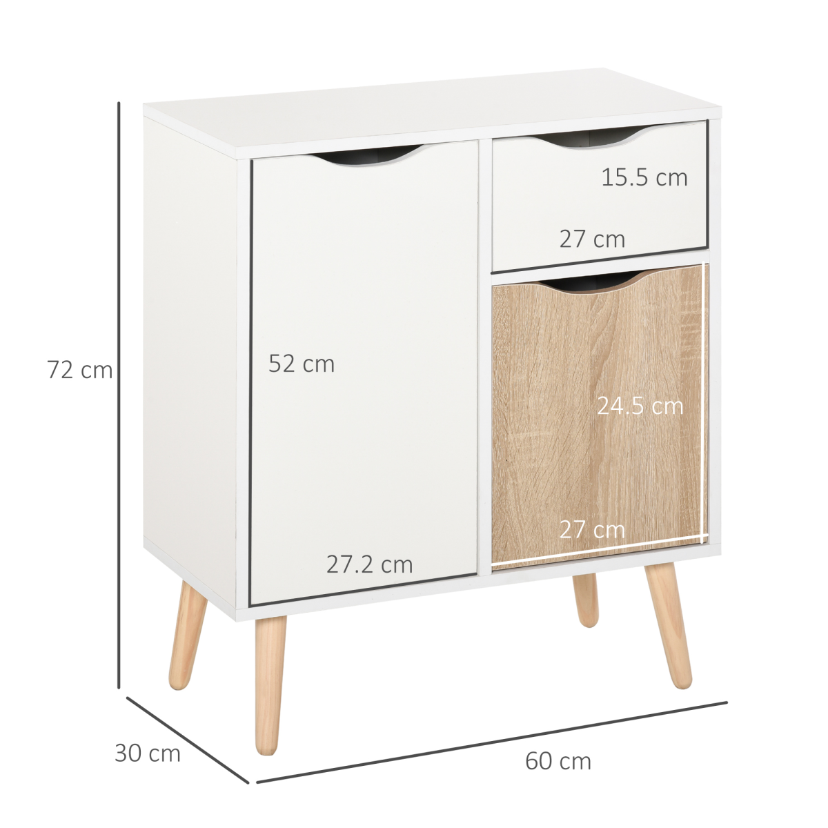 Floor Cabinet Storage Cupboard Sideboard with Drawer for Bedroom, Living Room