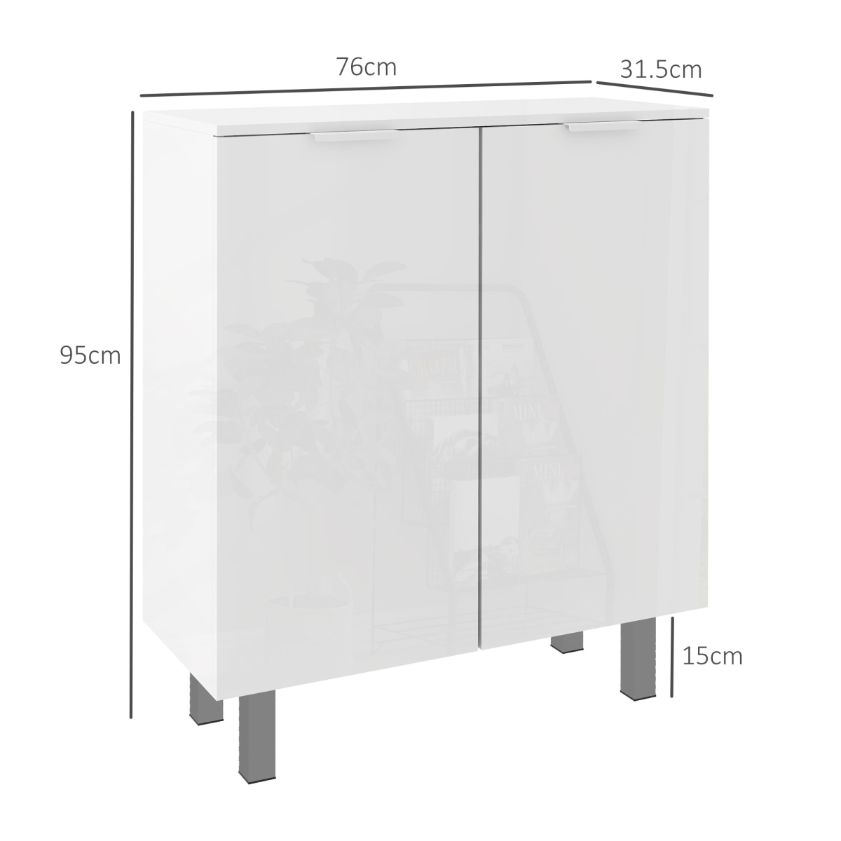 HOMCOM Shoe Storage Cabinet with Soft-Close Hinges & Adjust Shelves, High Gloss
