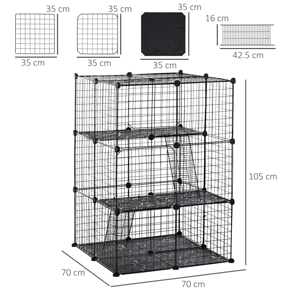 Pet Playpen DIY Small Animal Cage w/ Doors Ramps for Kitten Bunny Chinchilla