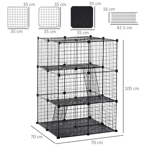 Pet Playpen DIY Small Animal Cage w/ Doors Ramps for Kitten Bunny Chinchilla