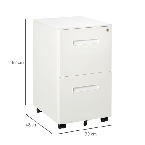 Mobile File Cabinet Home Filing Furniture with Adjustable Partition, Lock, White