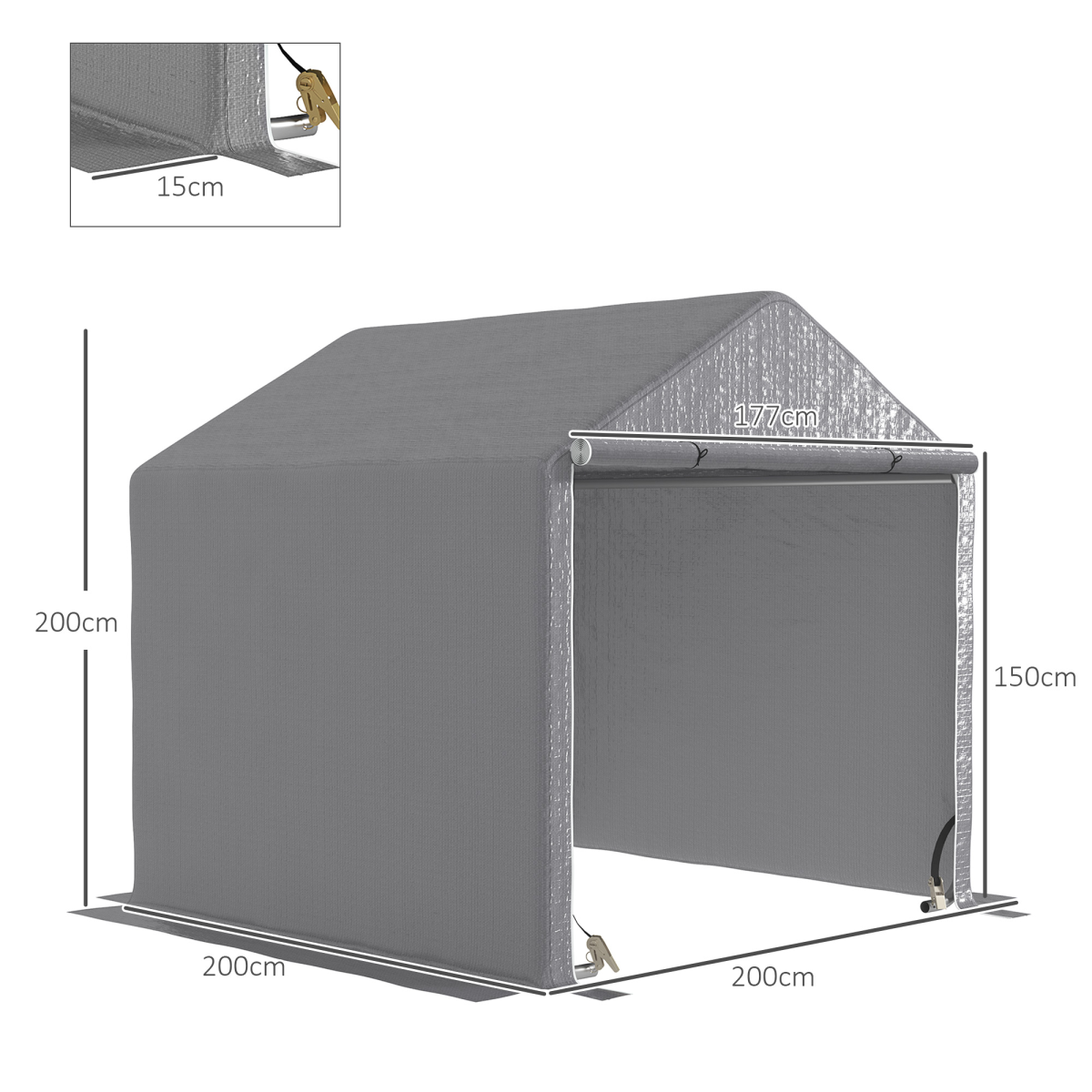 Outsunny 6.5' x 6.5' x 6.5' Temporary Garden Shed Storage Tent, Grey