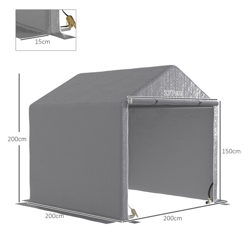 Outsunny 6.5' x 6.5' x 6.5' Temporary Garden Shed Storage Tent, Grey