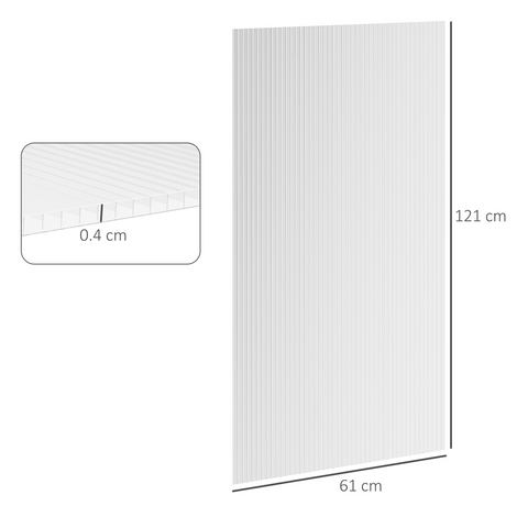 Outsunny 14 Pieces Twin-Wall Greenhouse Polycarbonate Sheets, 121 x 61 x 0.4cm