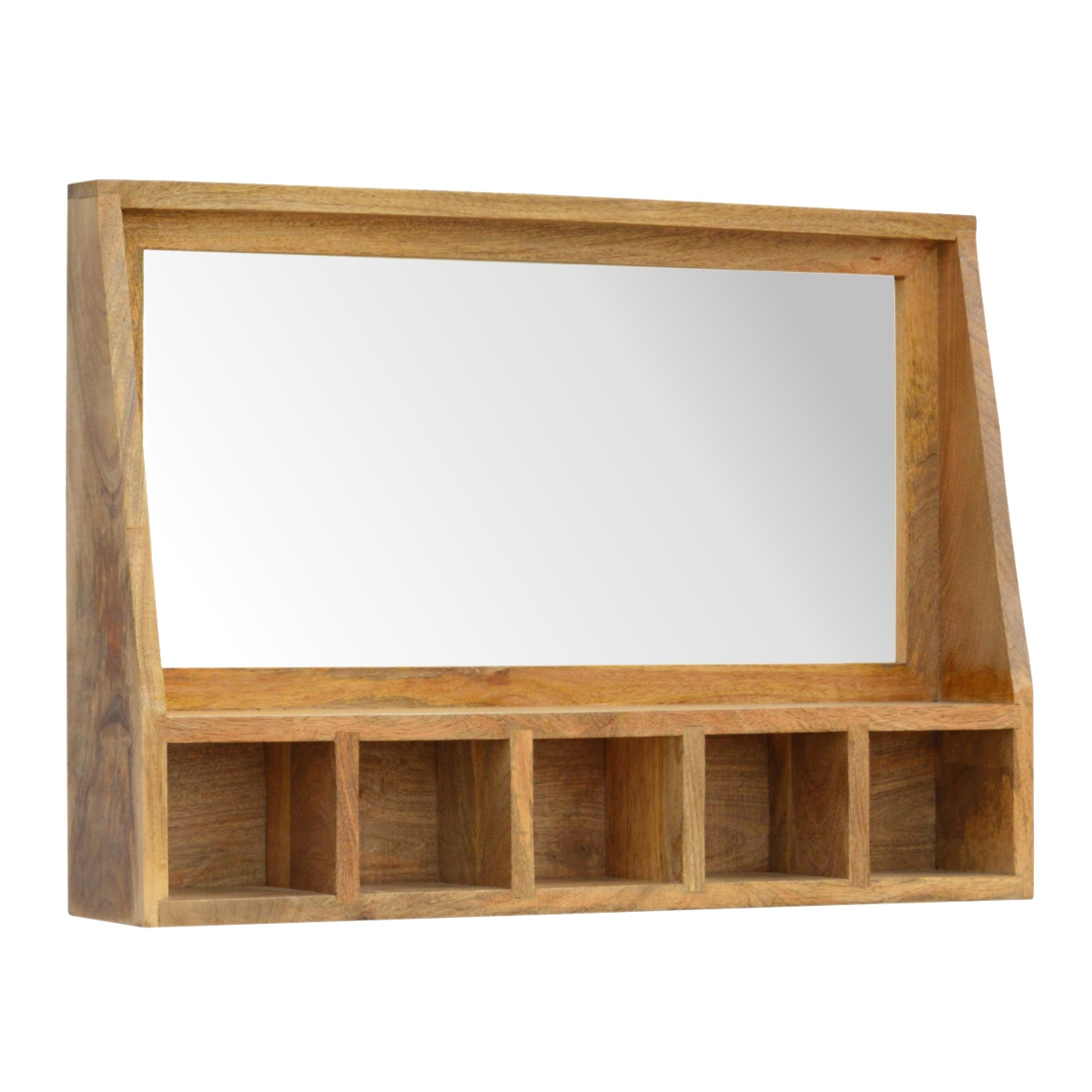 Artisan Furniture Solid Wood 5 Slot Floating Unit with Mirror, Beige