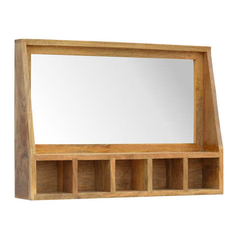 Artisan Furniture Solid Wood 5 Slot Floating Unit with Mirror, Beige