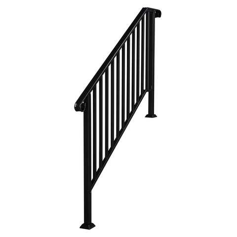 [Same Code：81504920  40310676]Artisasset Matte Black Outdoor 4 Level Iron Handrail