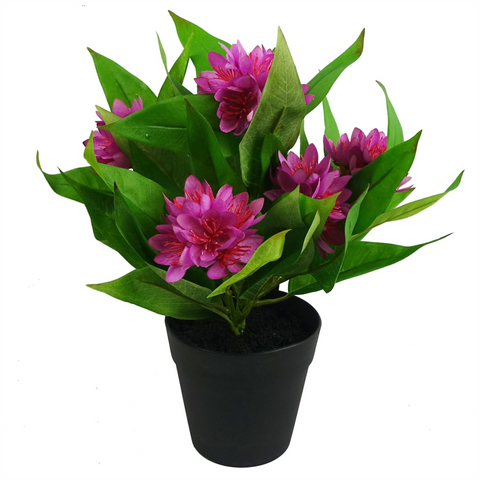 3x 18cm Artificial Freesia Plants Pink, Orange, Yellow Flowering