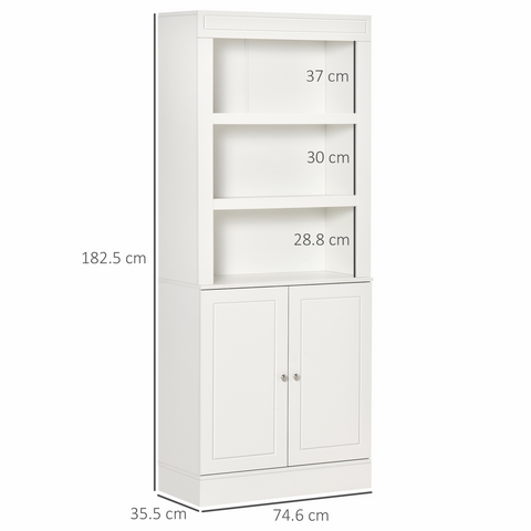 Kitchen Cupboard with 6-tier Shelving, Sideboard  Double-door , White