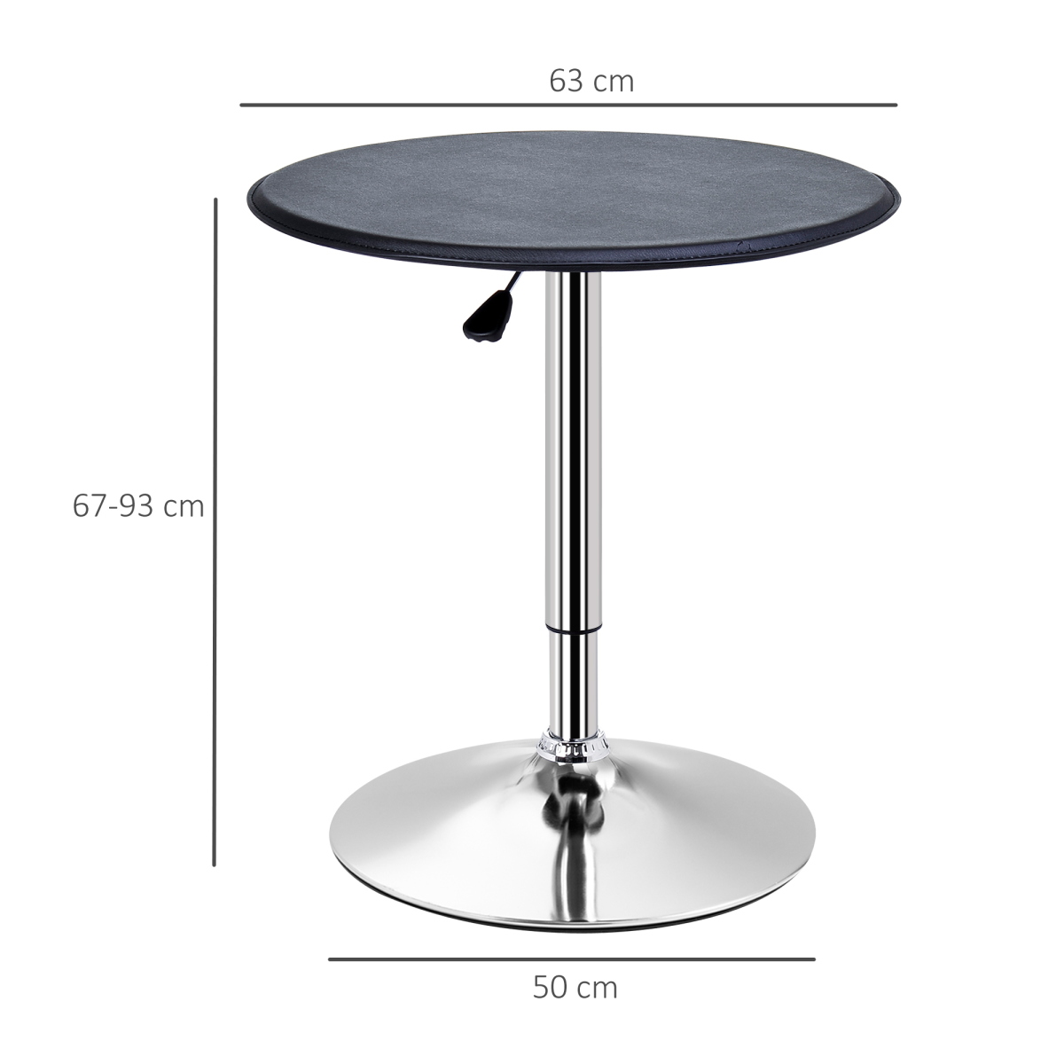 Chrome Steel Height Adjustable Round Bar Table Dinning Table Black
