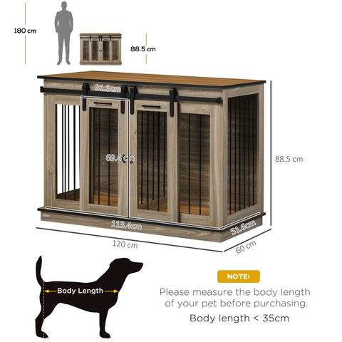 PawHut Dog Crate for Large Dogs, Double Dog Cage for Small Dog, Oak Tone