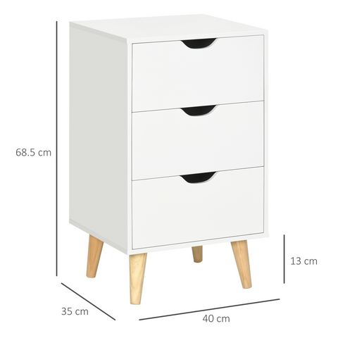 HOMCOM Chest of Drawers, 3 Drawer Unit Storage Chest Bedroom Living Room