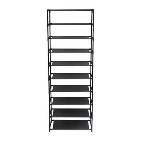 10 Tier Stackable Shoe Rack Storage Shelves - Stainless Steel Frame Holds 50 Pairs Of Shoes
