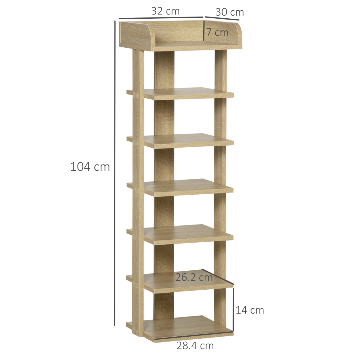 7 Tier Shoe Rack Organizer Storage Shelf Wooden Display Cabinet Oak
