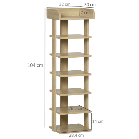 7 Tier Shoe Rack Organizer Storage Shelf Wooden Display Cabinet Oak