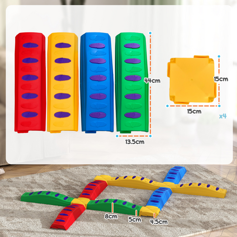 AIYAPLAY 12PCs Kids Balance Beam Stepping Stones with Non-Slip Foot Pads