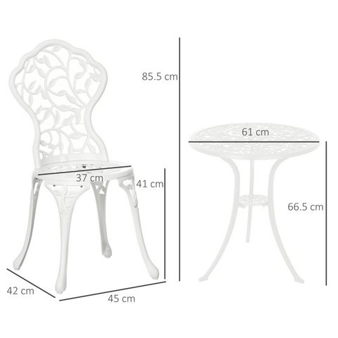 Outsunny Aluminium Bistro Set Garden Coffee Table Chair Outdoor Dining Set