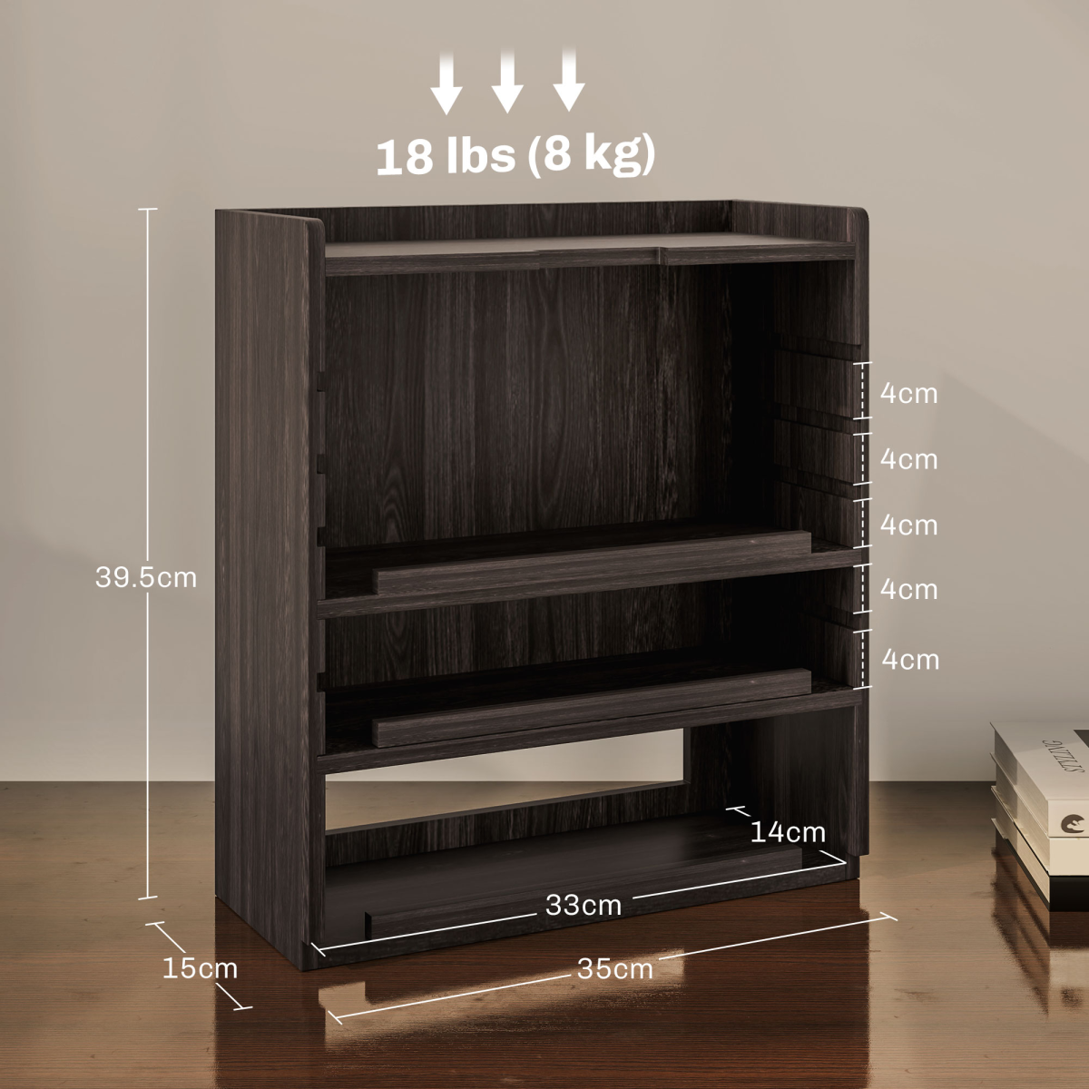 HOMCOM 4-Tier Desktop Organiser with Cable Management for Stationery Dark Brown