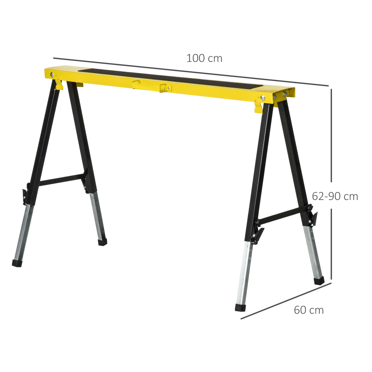 Set of 2 Folding Saw Horses Steel Frame  Anti-Slip Platform Handle DIY Durhand