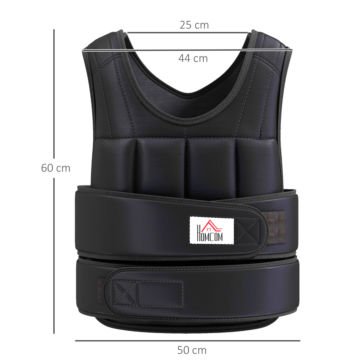 15KGS Adjustable Weight Vest Running Gym Training Weight Loss, Black HOMCOM