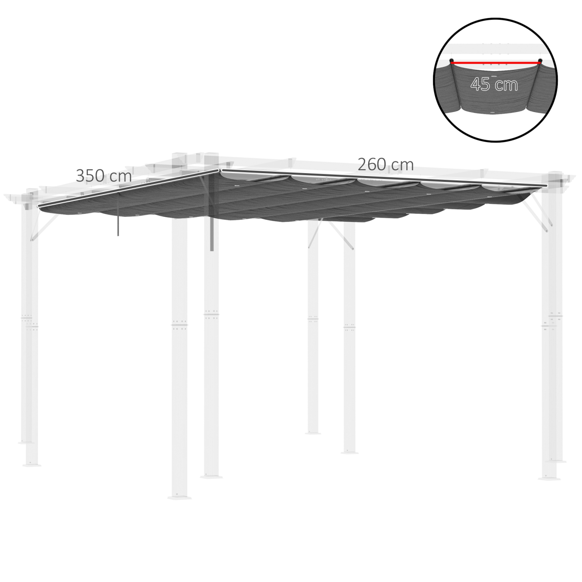 Outsunny Pergola Shade Cover Replacement Canopy for 4 x 3(m) Pergola, Grey