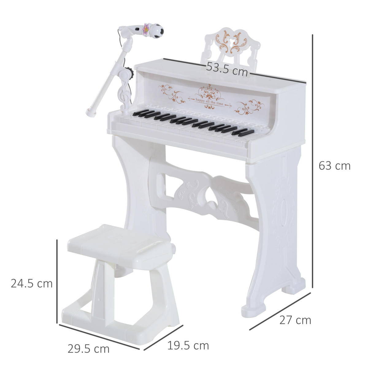 37/32 Key Kids Battery Keyboard Mini Grand Piano Stool Microphone Musical Toy