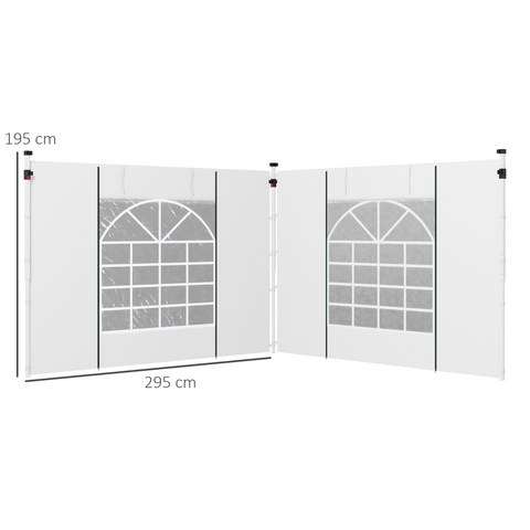 Outsunny 3x3(m) or 3x6m Pop Up Gazebo Side Panels Replacement, 2 Pack, White
