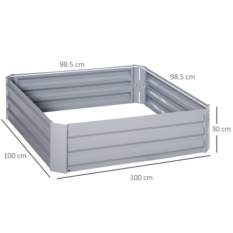 Set of 2 Raised Garden Bed, Galvanized Steel Frame 1m x 1m x 0.3m
