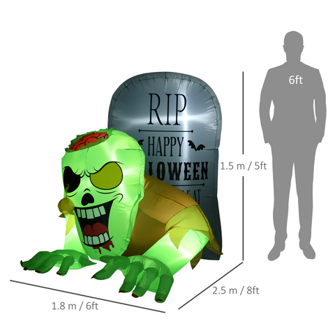 HOMCOM 5FT Halloween Inflatable Ghost, Blow Up Garden Decorations LED Decor