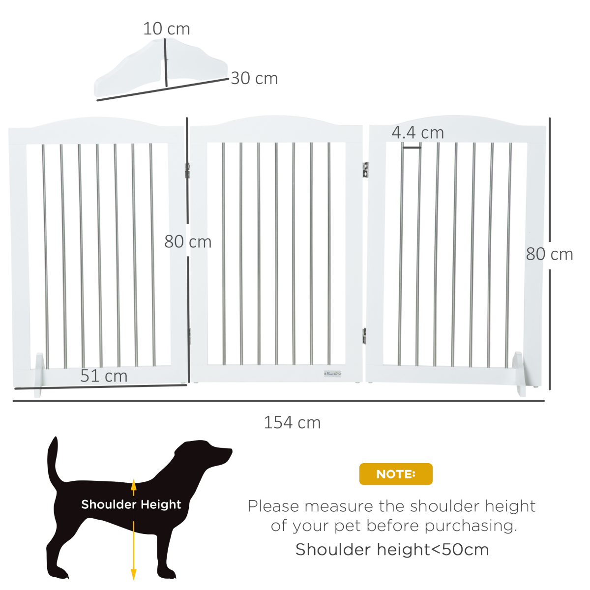 Foldable Dog Gate for Doorways, Stairs, Halls - White