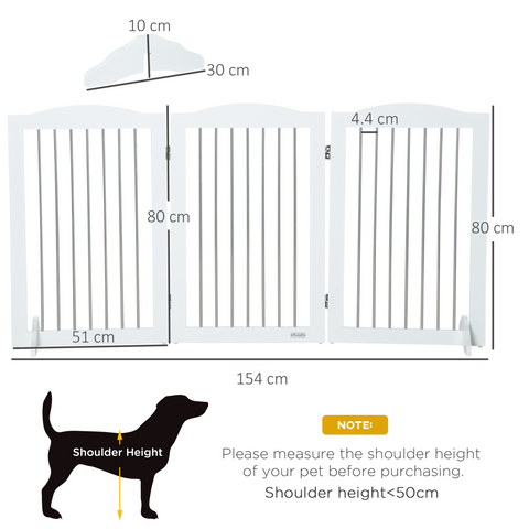 Foldable Dog Gate for Doorways, Stairs, Halls - White