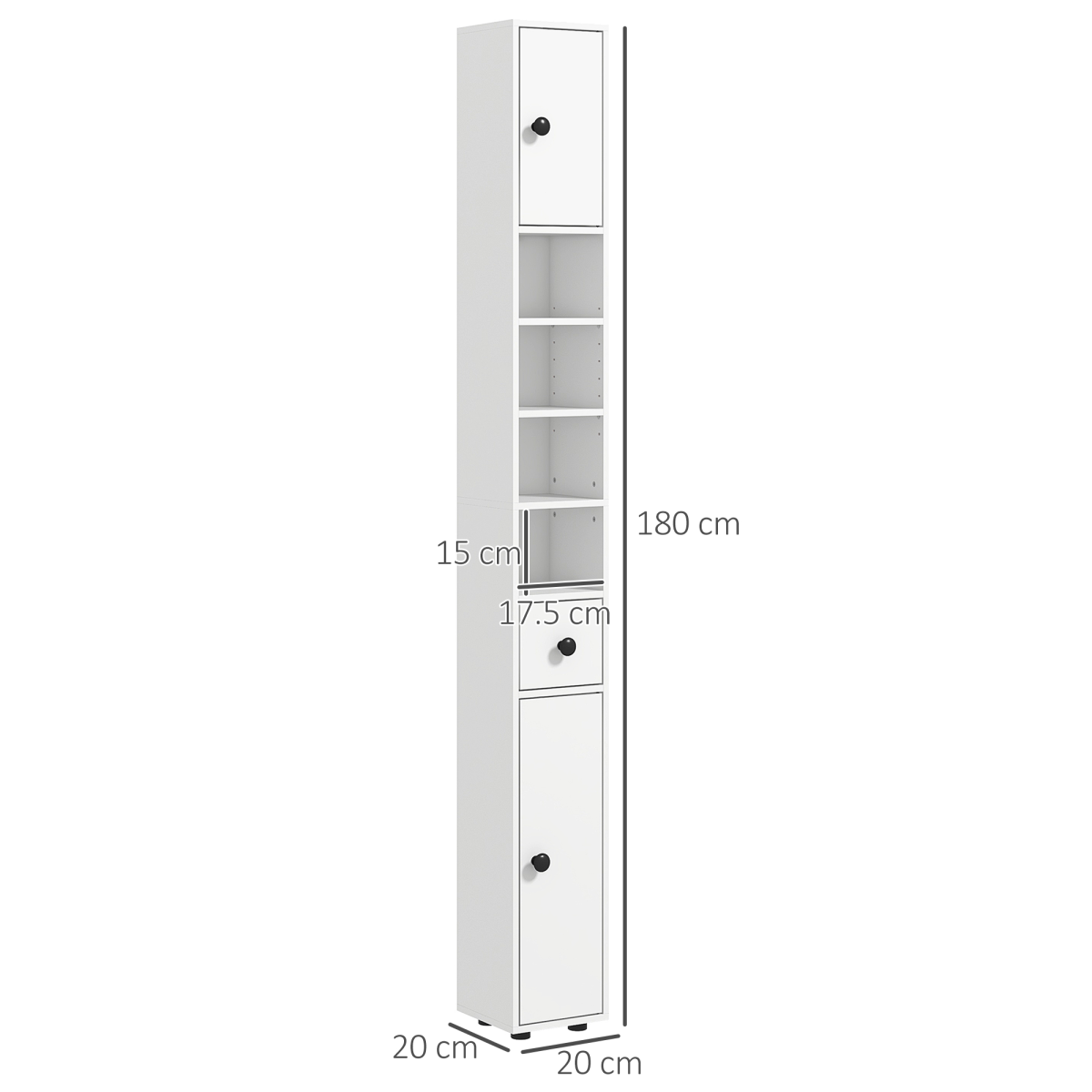 Kleankin Slim Bathroom Cabinet, Toilet Roll Storage w/ Open Shelves, White