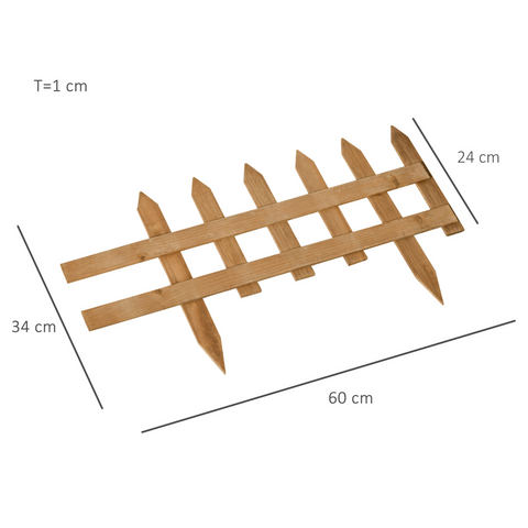 12 Pack Wooden Border Fences, Garden Fixed Picket Fence