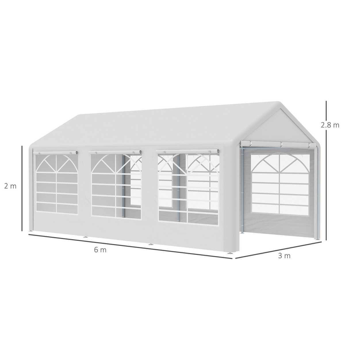 20 x 10  Car Tent Outdoor Car Canopy Shelter Water-Resistant Sidewall White