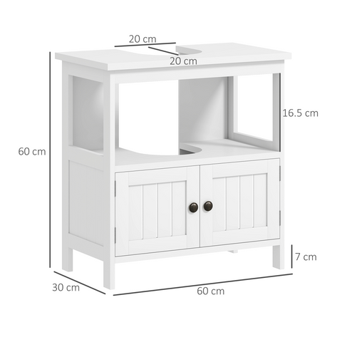 kleankin Bathroom Pedestal Under Sink Cabinet  Storage Shelves, Door, White