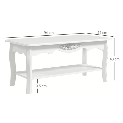 Coffee Table, 94Lx44Wx42H cm-White