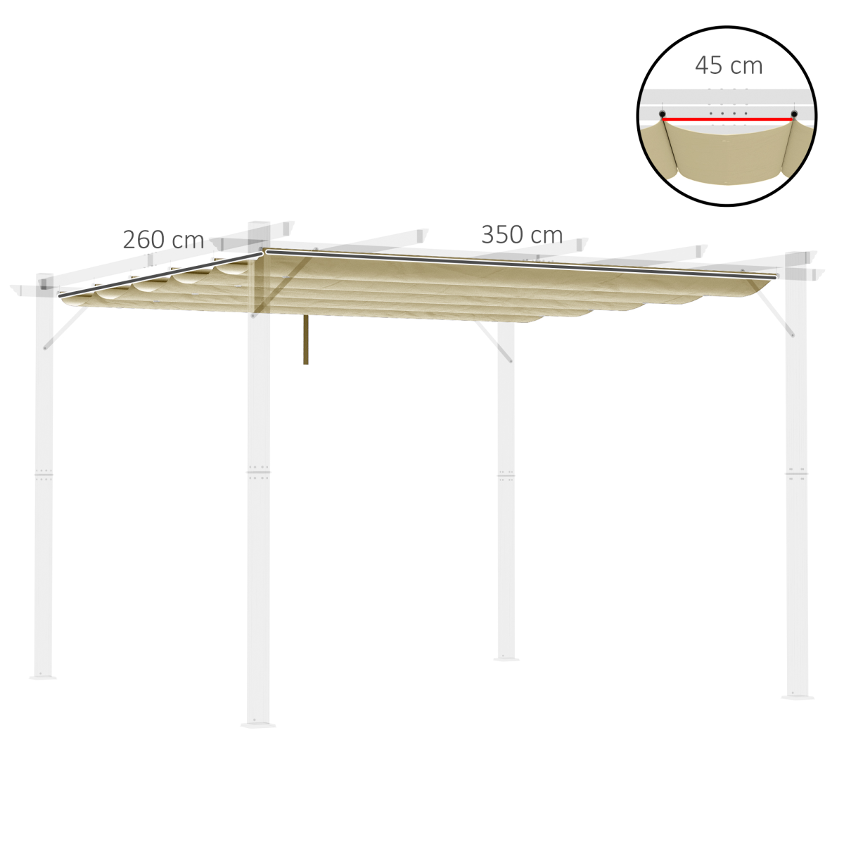 Outsunny Pergola Shade Cover Replacement Canopy for 4 x 3(m) Pergola, Beige