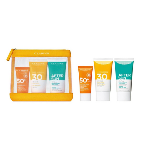 Clarins Essential Suncare Travel Set (Face SPF50 30ml  Body SPF30 75ml  After Sun Balm 75ml)