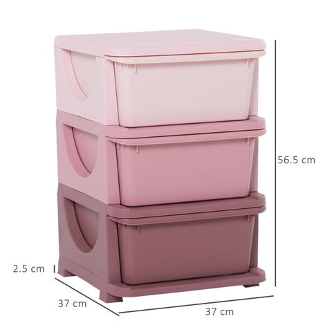 HOMCOM Kids Storage Units with Drawers 3 Tier Chest Vertical Dresser Tower
