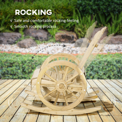 Outsunny Adirondack Rocking Chair Porch Poolside Garden Lounging Natural